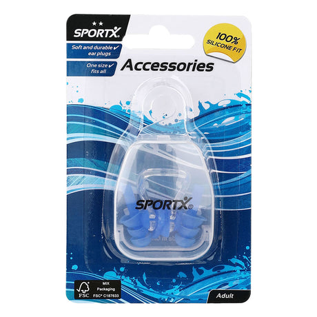 Sportx adulto pinza nasal y tapones para los oídos 2 estrellas azul