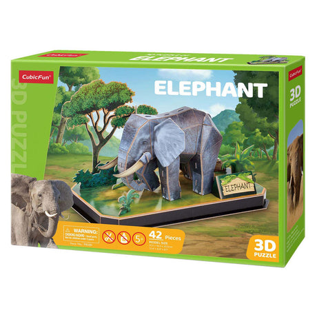 Divertido rompecabezas 3D de elefante cúbico - 42 piezas - apto para niños a partir de 8 años