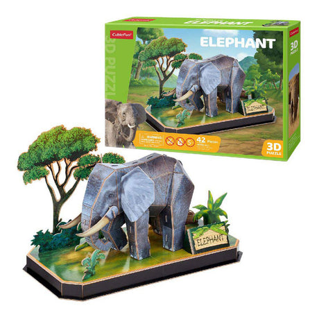 Divertido rompecabezas 3D de elefante cúbico - 42 piezas - apto para niños a partir de 8 años