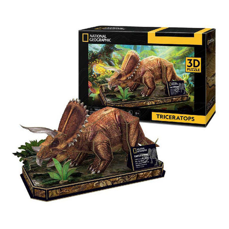 Triceratops, rompecabezas 3D divertido y cúbico, kit de construcción de madera