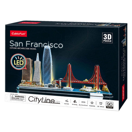Divertido rompecabezas 3D cúbico City Line San Francisco con iluminación LED