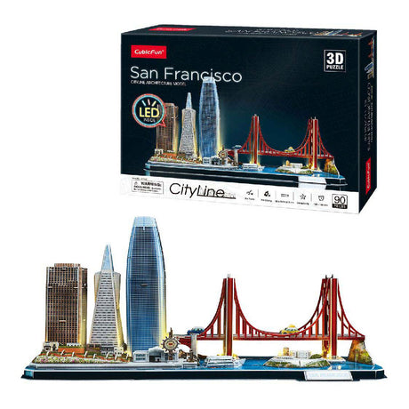 Divertido rompecabezas 3D cúbico City Line San Francisco con iluminación LED