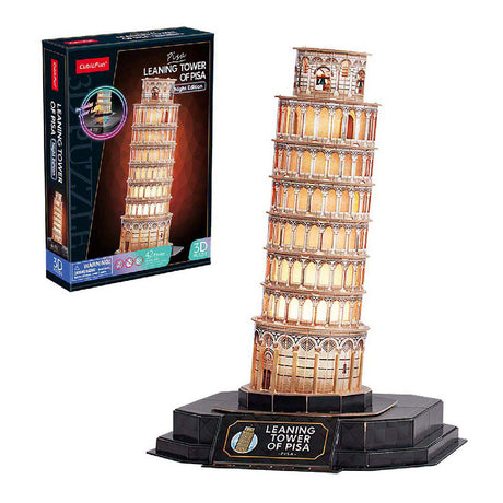 Divertido rompecabezas 3D cúbico Torre de Pisa con iluminación LED