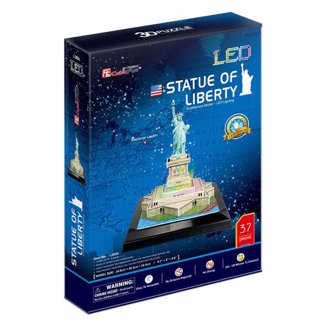 Divertido rompecabezas 3D cúbico Estatua de la Libertad con iluminación LED
