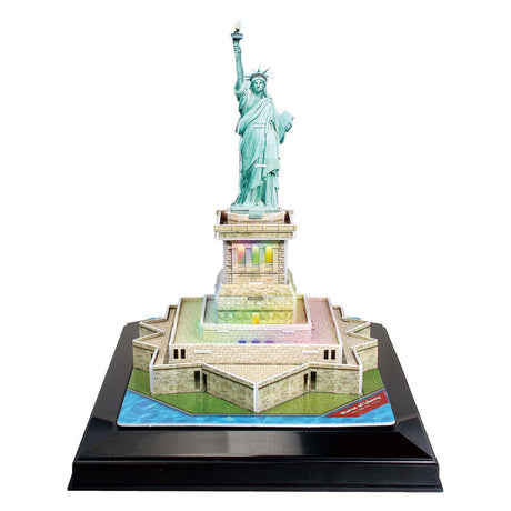 Divertido rompecabezas 3D cúbico Estatua de la Libertad con iluminación LED