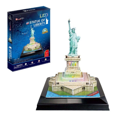 Divertido rompecabezas 3D cúbico Estatua de la Libertad con iluminación LED