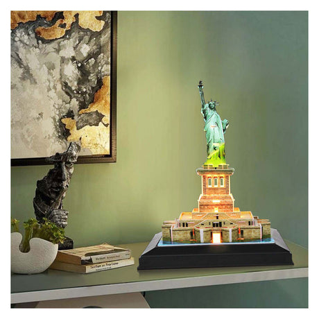 Divertido rompecabezas 3D cúbico Estatua de la Libertad con iluminación LED