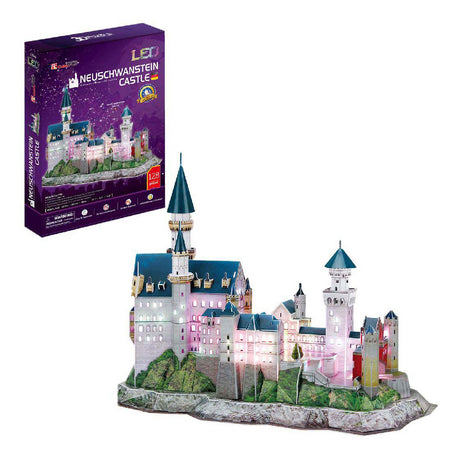 Divertido rompecabezas 3D cúbico Castillo de Neuschwanstein - con iluminación LED - 128 piezas