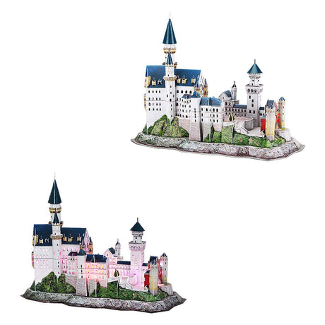 Divertido rompecabezas 3D cúbico Castillo de Neuschwanstein - con iluminación LED - 128 piezas