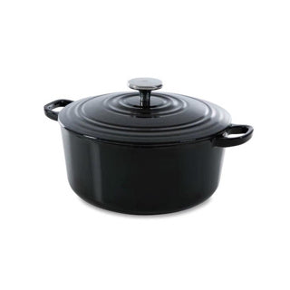 Cazuela de hierro fundido bk burdeos 24cm 4,2l - cacerola de inducción - cacerola de hierro fundido - apta para horno hasta 230 grados - tapa con anillos de goteo - interior esmaltado blanco - negro