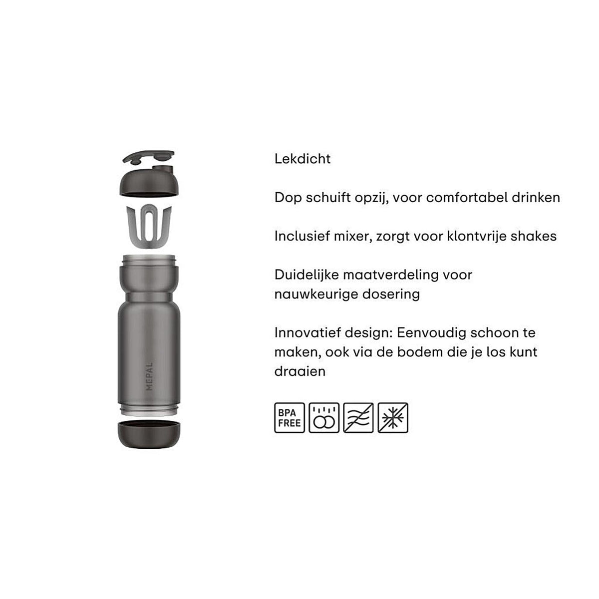 Vaso para batido deportivo Mepal 800ml - negro grafito