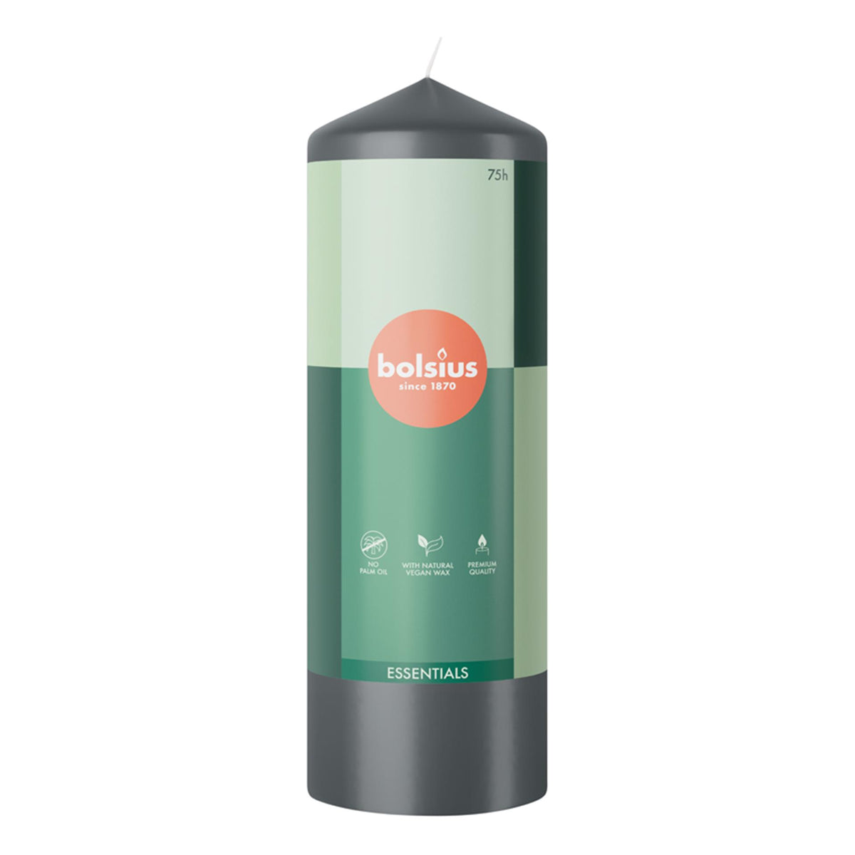 Vela pilar Bolsius Essentials 200 68 gris tormenta