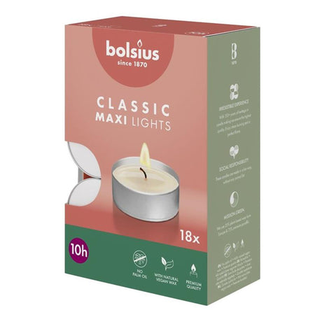 Bolsius maxi vela de té clásica 10 horas caja de 18 piezas