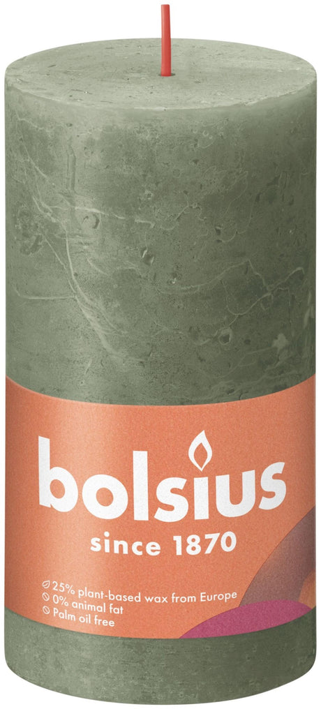 Vela pilar rústica Bolsius 130 68 aceituna fresca - aceituna fresca