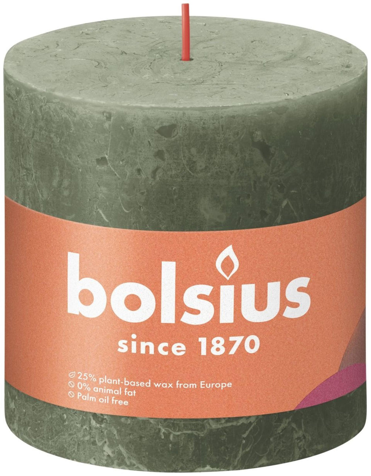 Vela pilar rústica Bolsius 100 100 oliva