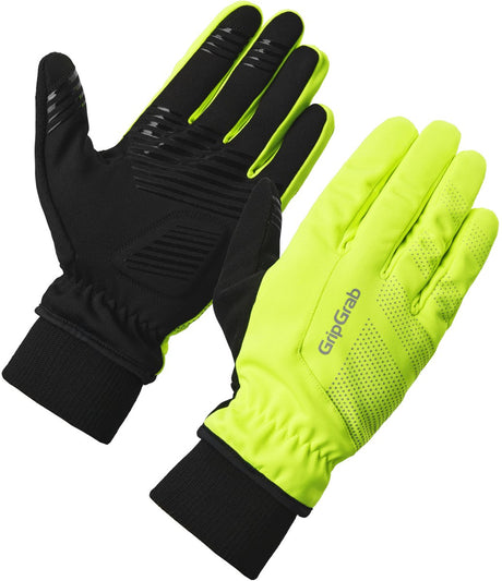 Gripgrab - ride 2 winddichte winter fietshandschoenen met padding gevoerde thermo wielerhandschoenen - geel hi-vis - unisex xxl