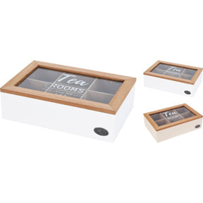 Caja de té sin marca mdf 6 compartimentos | 2 piezas