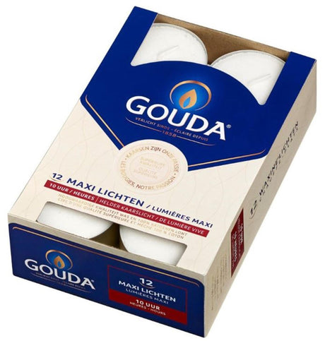 Velas de té Gouda maxi duración de combustión 10 horas caja de 12 piezas