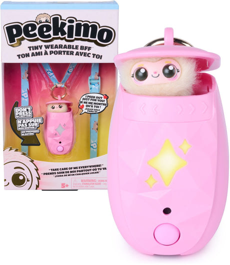 Spin master peekimo - interactief elektronisch huisdier in roze - draagbaar speelgoed met 100+ reacties en verzamelaccessoires - cadeau voor kinderen vanaf 5 jaar
