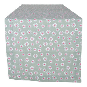 Daisy flowers tafelloper groen 50x140 cm | 3 stuks