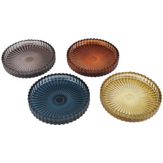 Onderzetter juul set 4 assorti glas 10x10x1,5cm | 6 stuks
