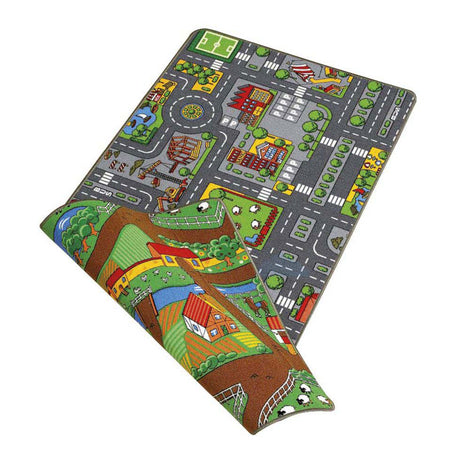 Alfombra de juego duoplay reversible ciudad y granja, 67x100cm