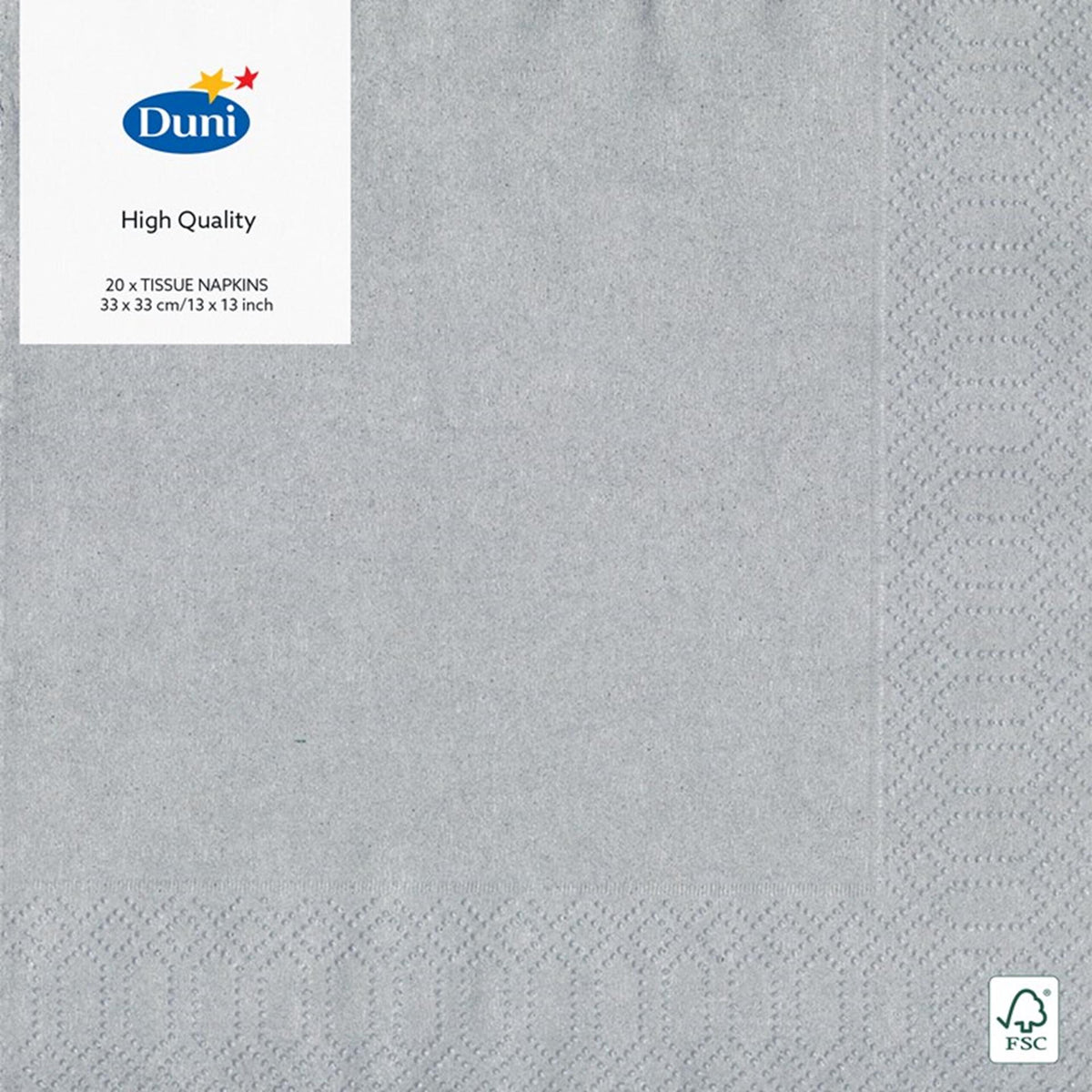Servilletas Duni plata 33x33 cm tejido 3 capas fsc paquete de 20 servilletas