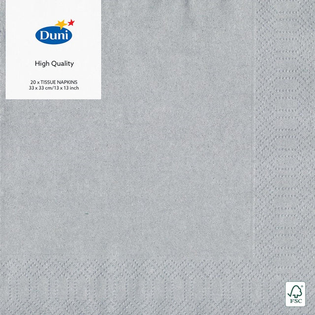 Servilletas Duni plata 33x33 cm tejido 3 capas fsc paquete de 20 servilletas