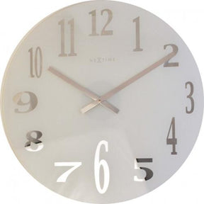 Reloj Nexttime 2472 cristal espejo, ø43 cm, pared, blanco