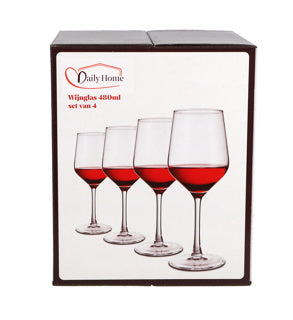Copa de vino casera diaria 480 ml, juego de 4 | 6 piezas