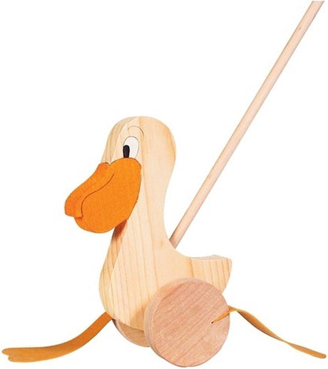 Rodillo de palo Goki: pelícano h21cm, palo l60cm, 1+