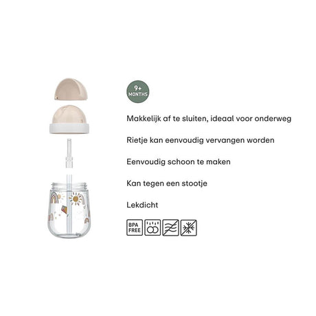 Mepal mio vaso con pajita little dutch - 300 ml - fácil de sostener - vajilla infantil - jardín de hadas