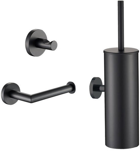 Plieger vigo toiletset accessoires – wc borstel – wc rolhouder – handdoekhaakje - 10 jaar garantie – mat zwart