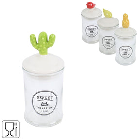Tarro de almacenamiento dulce vidrio 13cm 4 surtidos