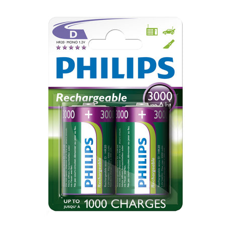 Venta de baterías en europa baterías recargables philips recargables nimh d hr20 3000mah, 2 uds.