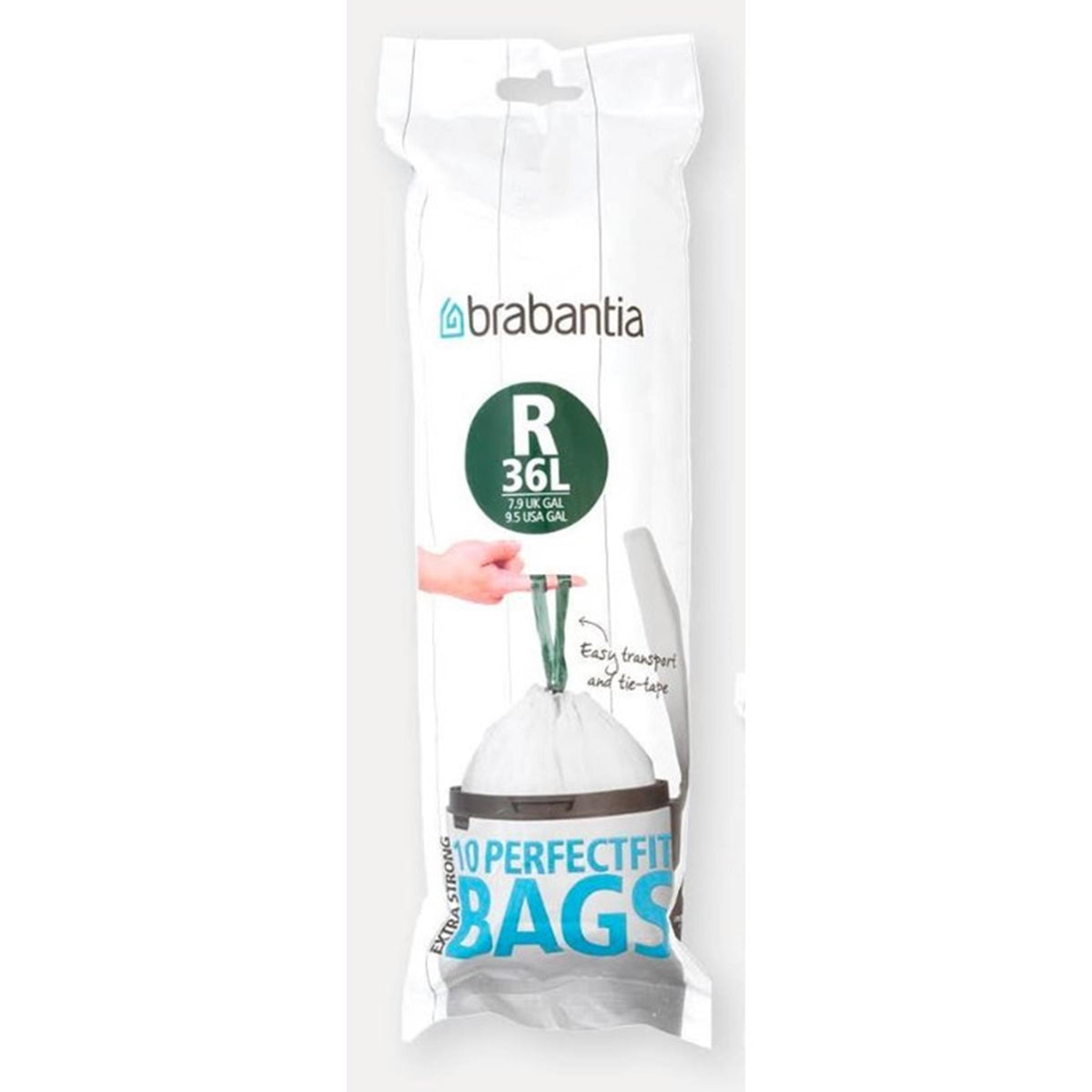 Brabantia bolsa de basura Perfect Fit con cierre de cordón - 36 l - código r - 10 piezas