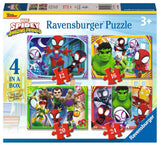 Ravensburger spidey y sus increíbles amigos rompecabezas 4 en 1 caja - 12+16+20+24 piezas - rompecabezas para niños