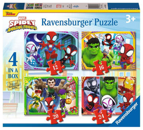 Ravensburger spidey y sus increíbles amigos rompecabezas 4 en 1 caja - 12+16+20+24 piezas - rompecabezas para niños