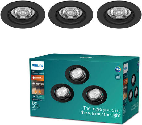 Philips impala inbouwspot - 3-lichts - zwart - rond