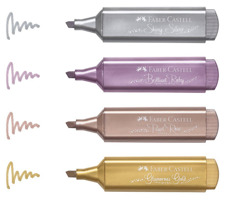 Faber-castell marcador de texto faber castell - metalizado - 4 piezas colores surtidos - resaltador - fc-154640