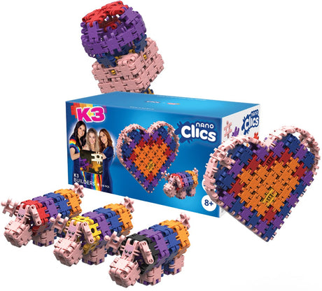 Clics nano - k3 builders set de 190 piezas - Bloques de construcción 5 en 1 - juguetes fabricados con plástico 100% reciclado - juguetes 8, 9, 10, 11, 12 años - juguetes de construcción