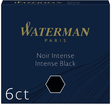 Cartuchos de tinta para pluma estilográfica Waterman | corto 'internacional' | negro intenso | 6 piezas