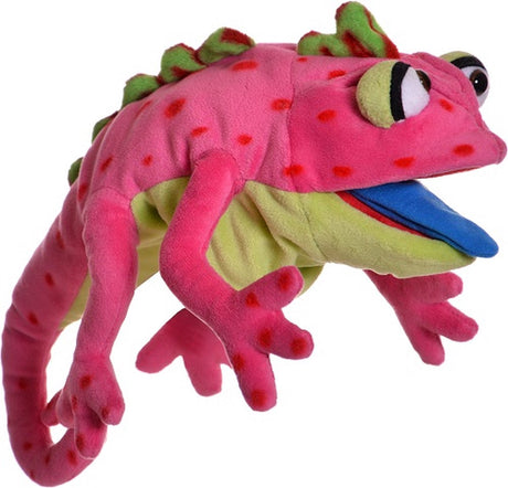 Marioneta viviente de monjedam.nl marioneta de mano marionetas vivientes camaleón wihelminchen 33cm rosa