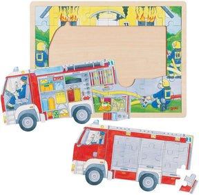 Goki wooden layer puzzle fire brigade at work, 60th.