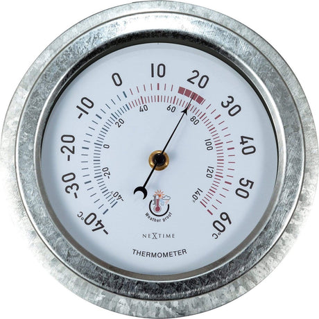 Nextime lelie – thermometer – 22 cm – metaal – gegalvaniseerd zilver – weerbestendig