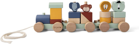 Trixie juguetes de madera - tren de animales - con bloques de construcción - juego de tren con bloques - a partir de 1,5 años - para niños y niñas - fsc