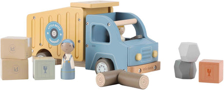 Pequeño camión volquete holandés de juguetes de madera con certificación FSC.