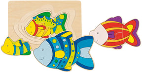 Puzzle de 3 capas de madera Goki pez