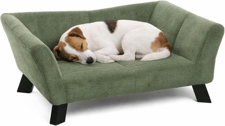 Cama para perro Flamingo – sofá perro – sofá gato – damario rectangular verde – 62,5 x 43 x 25 cm – patas de madera