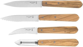 Opinel juego de cuchillos lesessentials 4 piezas madera de olivo